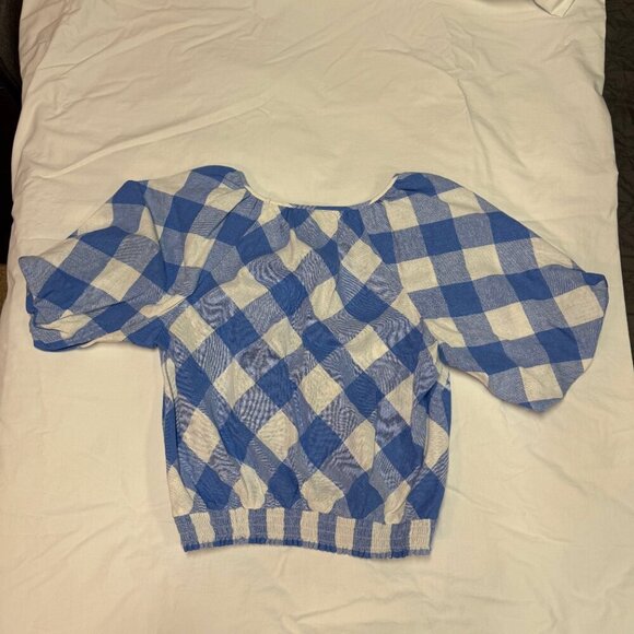 Lane Bryant Crop Blouse, Blue and White Plaid, Size 14, New with tags - Picture 4 of 8